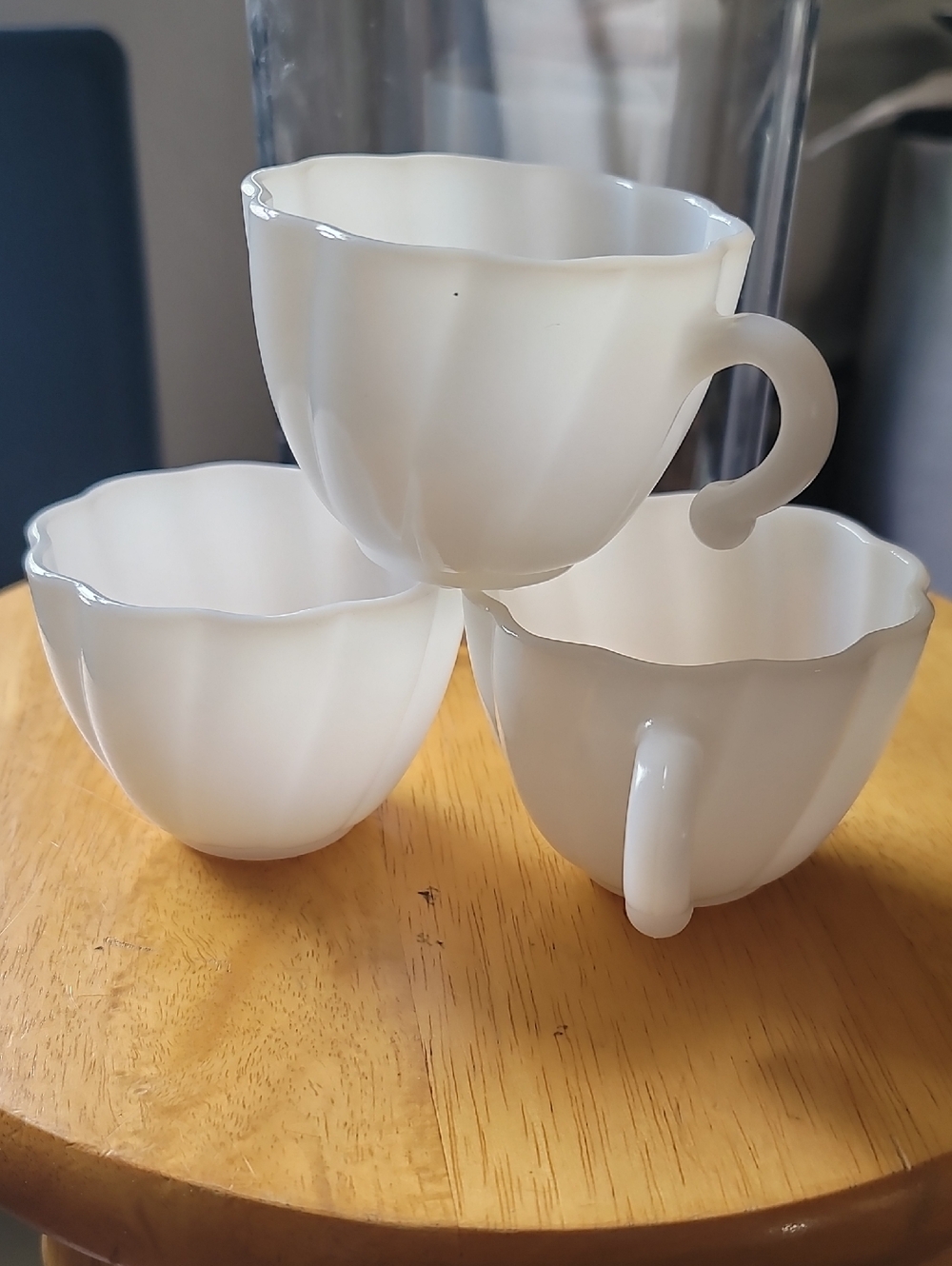 Vintage Hazel Atlas "Alpine White" Milk Glass Punch Cups. Set Of 3